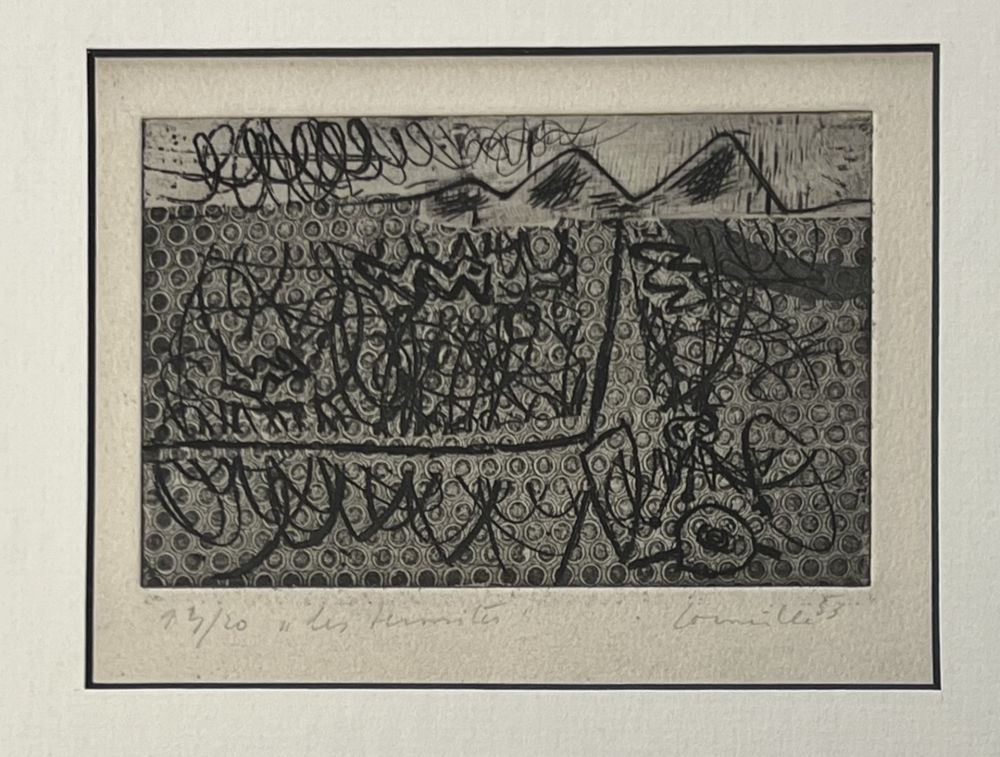Radierung Corneille - Eau-forte encadrée Les termites 1953 Numéro 3/20