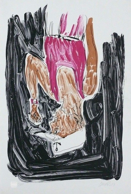 Lithographie Baselitz - Einer malt mein Porträt (Someone paints my portrait)