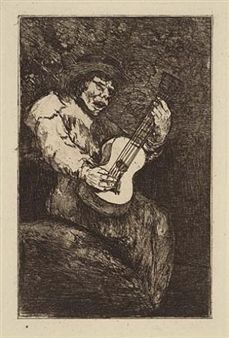 Radierung Und Aquatinta Goya - El cantor ciego / The Blind Singer