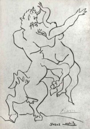 Kaltnadelradierung Picasso - El rapto de Jezabel por Quirón El Centauro I