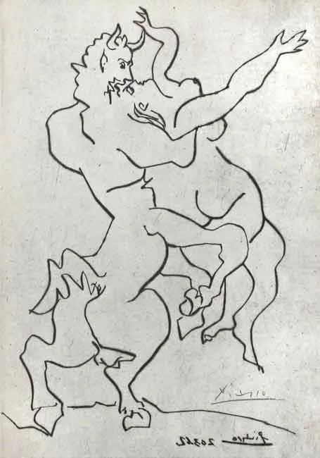 Kaltnadelradierung Picasso - El Rapto de Jezabel por Quirón el Centauro II