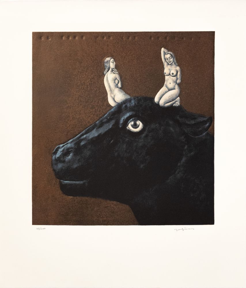 Lithographie Yagües - El toro por los cuernos