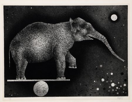 Mezzotinto Avati - Elephant Equilibriste