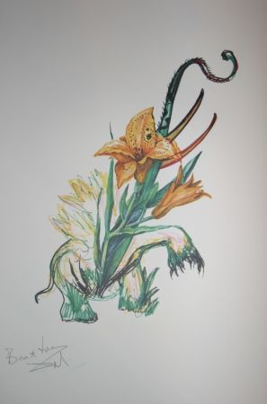 Lithographie Dali -  Elephant Lily (surrealistic flowers)