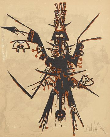 Lithographie Lam - Eloge rupestre de Miró