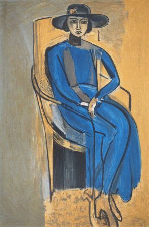 Lithographie Matisse - Elégante en robe bleu (Madame Greta Prozor)