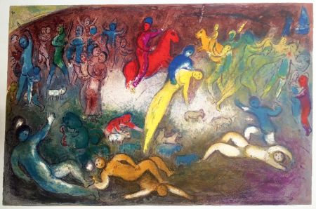 Lithographie Chagall - ENLÈVEMENT DE CHLOÉ (Daphnis et Chloé - 1961)