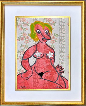 Stich Baj - Enrico Baj (1924–2003) - Petit nu - Etching mixed media with collage - 1970