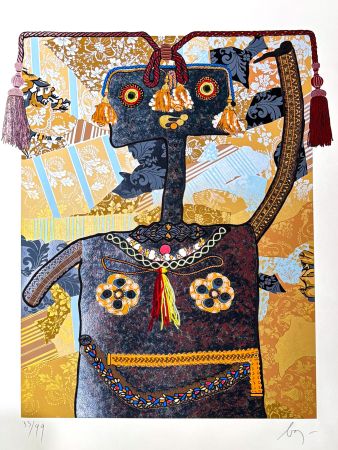 Keine Technische Baj - Enrico Baj (1924 – 2003) – Marie Françoise Cathérine de Beauvan-Craon Marchesa di Boufflers (1711 – 1786) – Mixed media in colour and collage – 1976
