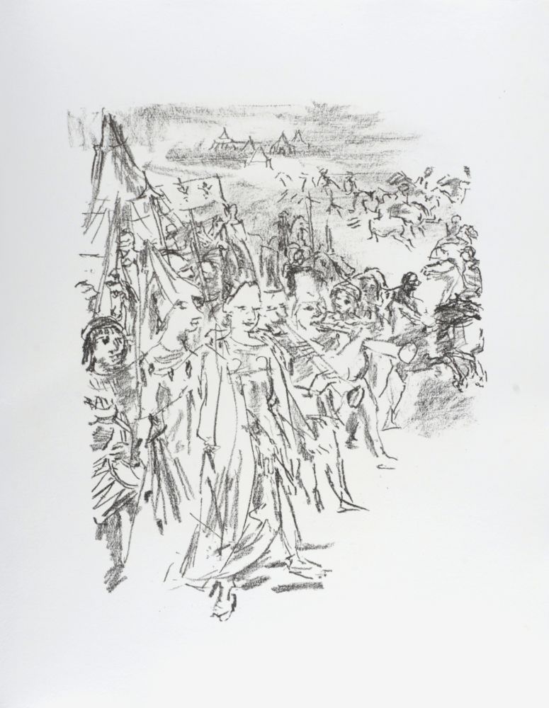 Lithographie Kokoschka - Enter with drum and colors, Cordelia and Soldiers, 1963