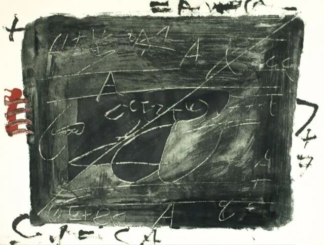 Radierung Tàpies - Esgriafats Damunt Negre 2
