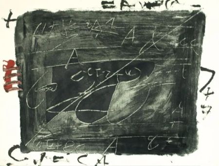 Radierung Tàpies - Esgriafats Damunt Negre 2