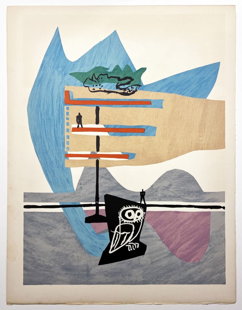 Lithographie Le Corbusier - ESPRIT. (Le Poème de l'angle droit, 1955). Planche 7 (B3)