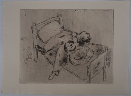 Stich Chagall - Etendus sur le lit