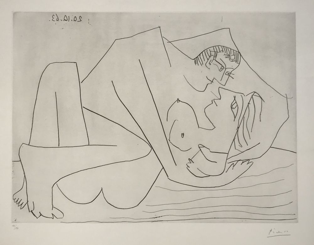 Kaltnadelradierung Picasso - Etreinte (B.1112)