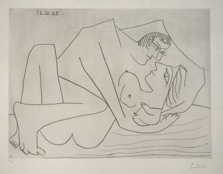 Kaltnadelradierung Picasso - Etreinte (B.1112)
