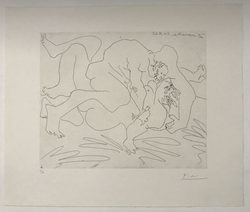 Kaltnadelradierung Picasso - Etreinte V