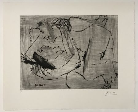 Kaltnadelradierung Picasso - Etreinte VI