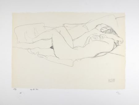 Lithographie Klimt - Etude pour le serpent d'eau / 2 femmes enlacées, 1905 | Study for Water Snakes / Two women embracing, 1905 