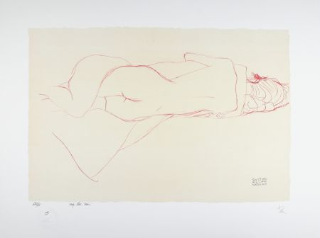 Lithographie Klimt - Etude pour le serpent d'eau / Study for Water Snakes | Deux femmes enlacées / Two women embracing, 1905