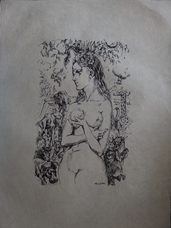 Lithographie Foujita - Eve au Jardin d'Eden