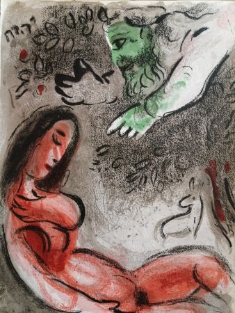 Lithographie Chagall - Eve maudite par Dieu