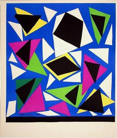 Lithographie Matisse - Exposition Galerie Kléber 1952. Lithographie sur Arches d'après les papiers découpés. 