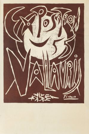 Linolschnitt Picasso - ' Exposition Vallauris 1955 '