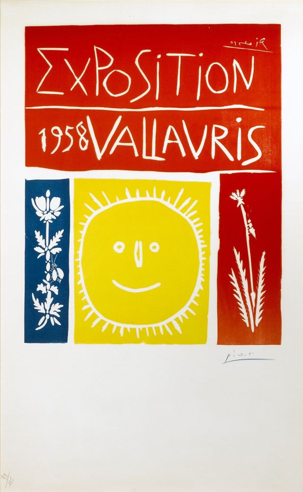 Linolschnitt Picasso - Exposition Vallauris 1958