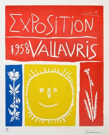 Linolschnitt Picasso - Exposition Vallauris, 1958