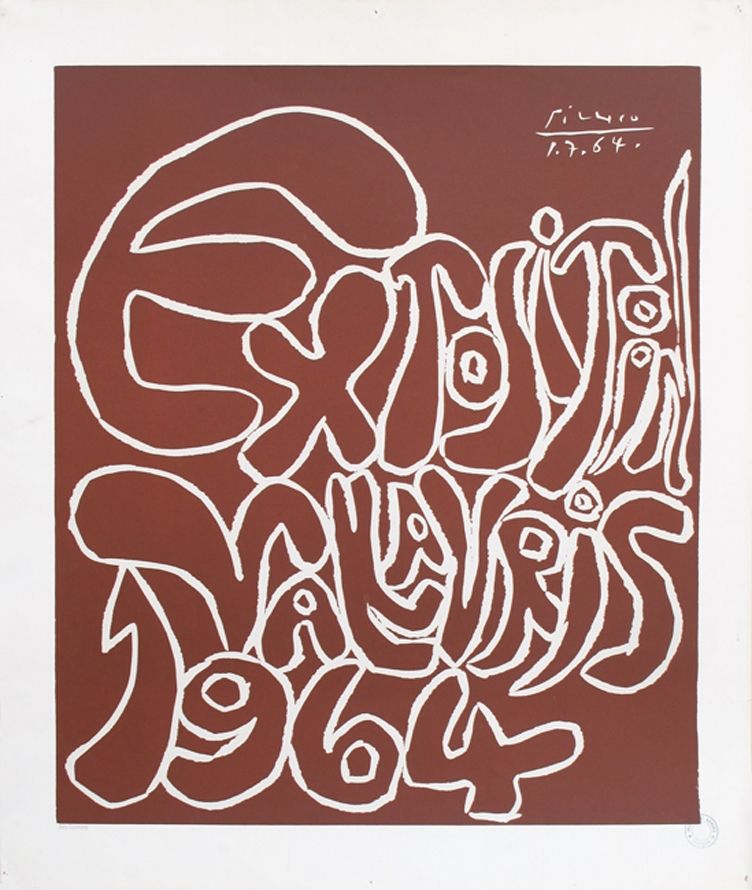 Linolschnitt Picasso - '' Exposition Vallauris 1964 ''