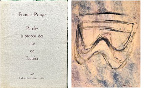 Lithographie Fautrier - F. Ponge. Paroles à propos des nus de Fautrier. Avec un 