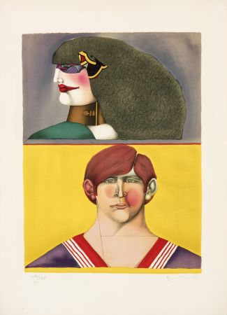 Lithographie Lindner - Face And Profil
