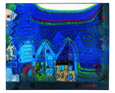 Siebdruck Hundertwasser - Fall In Cloud - Fall In Fog - Fall Out