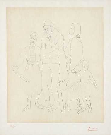 Stich Picasso - Famille de Saltimbanques (Family of Acrobats), c.1950