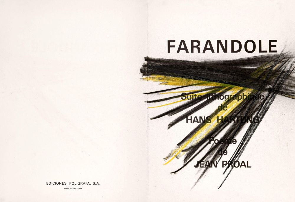 Lithographie Hartung - Farandole. Avec un pastel original. 