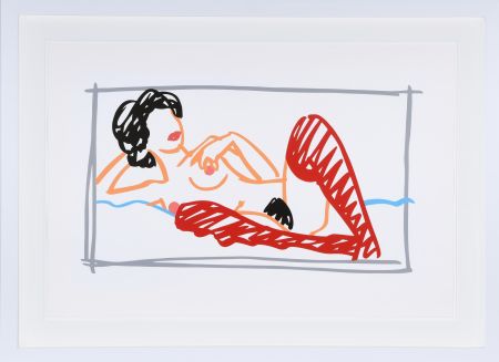 Siebdruck Wesselmann - Fast Sketch Red Stocking Nude