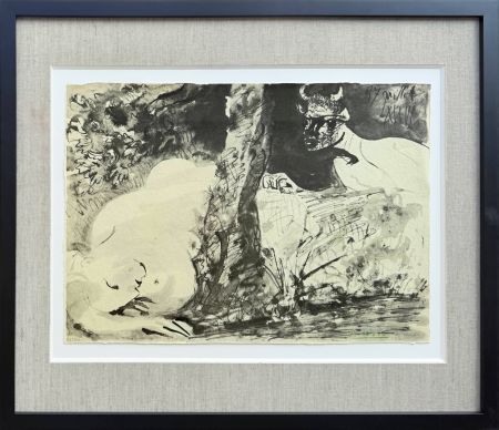 Lithographie Picasso - Faune et fuemme nue