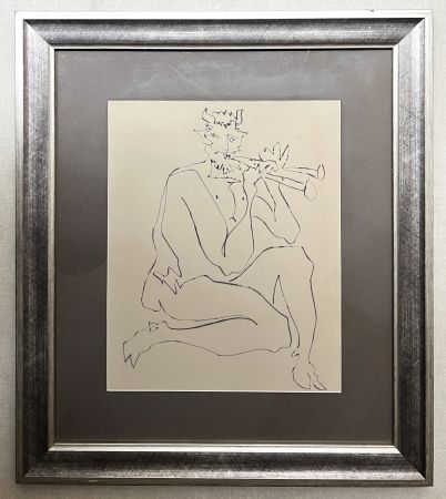 Kaltnadelradierung Picasso - FAUNE À LA FLÛTE DOUBLE (Deux Contes, 1948)