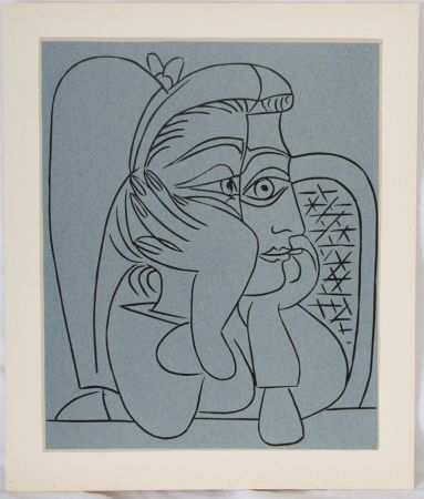 Linolschnitt Picasso - Femme accoudée