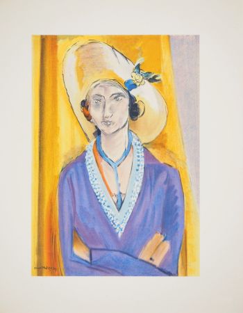 Lithographie Matisse - Femme au chapeau de paille
