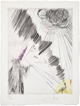 Kaltnadelradierung Dali - Femme au clown (Woman with Clown)