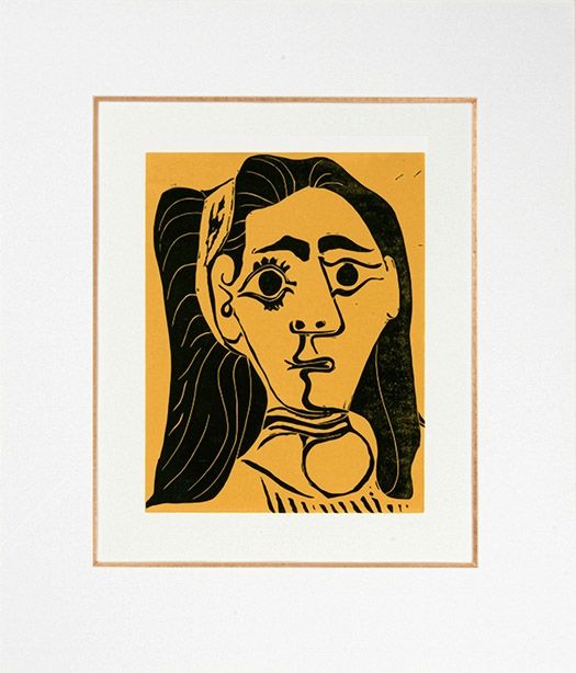 Linolschnitt Picasso - Femme aux cheveux flous (Jacqueline au bandeau III)