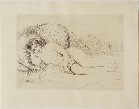Radierung Renoir - Femme couchée, tournée à gauche