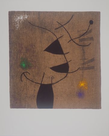 Lithographie Miró - Femme dans le vent