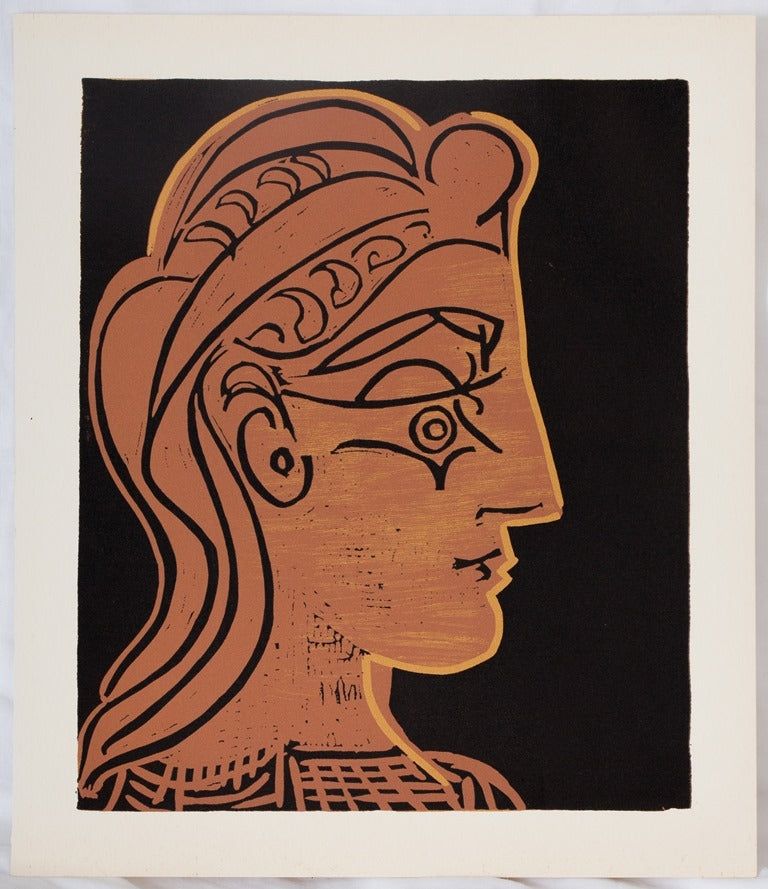 Linolschnitt Picasso - Femme de profil