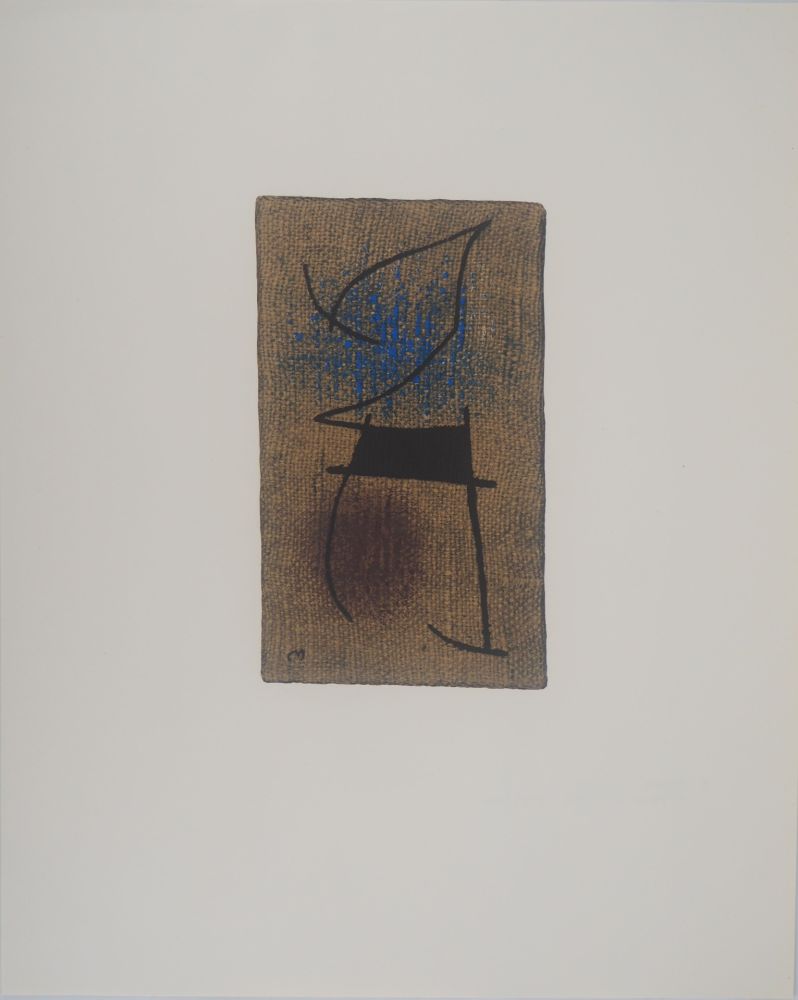 Lithographie Miró - Femme en bleu