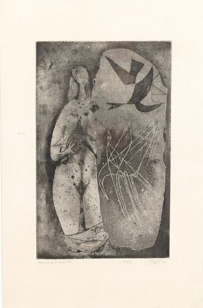 Radierung Friedlaender - Femme et oiseaux