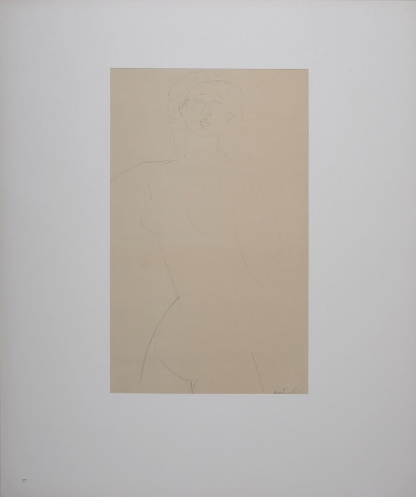 Lithographie Modigliani - Femme nue aux cheveux bouclés