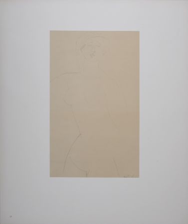 Lithographie Modigliani - Femme nue aux cheveux bouclés